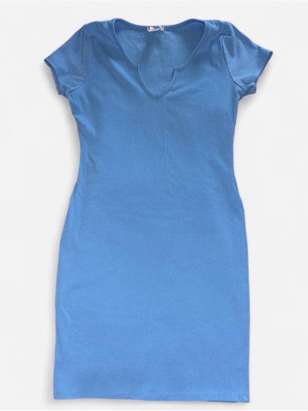 Bozzolo Sky Blue Ribbed Knit Top